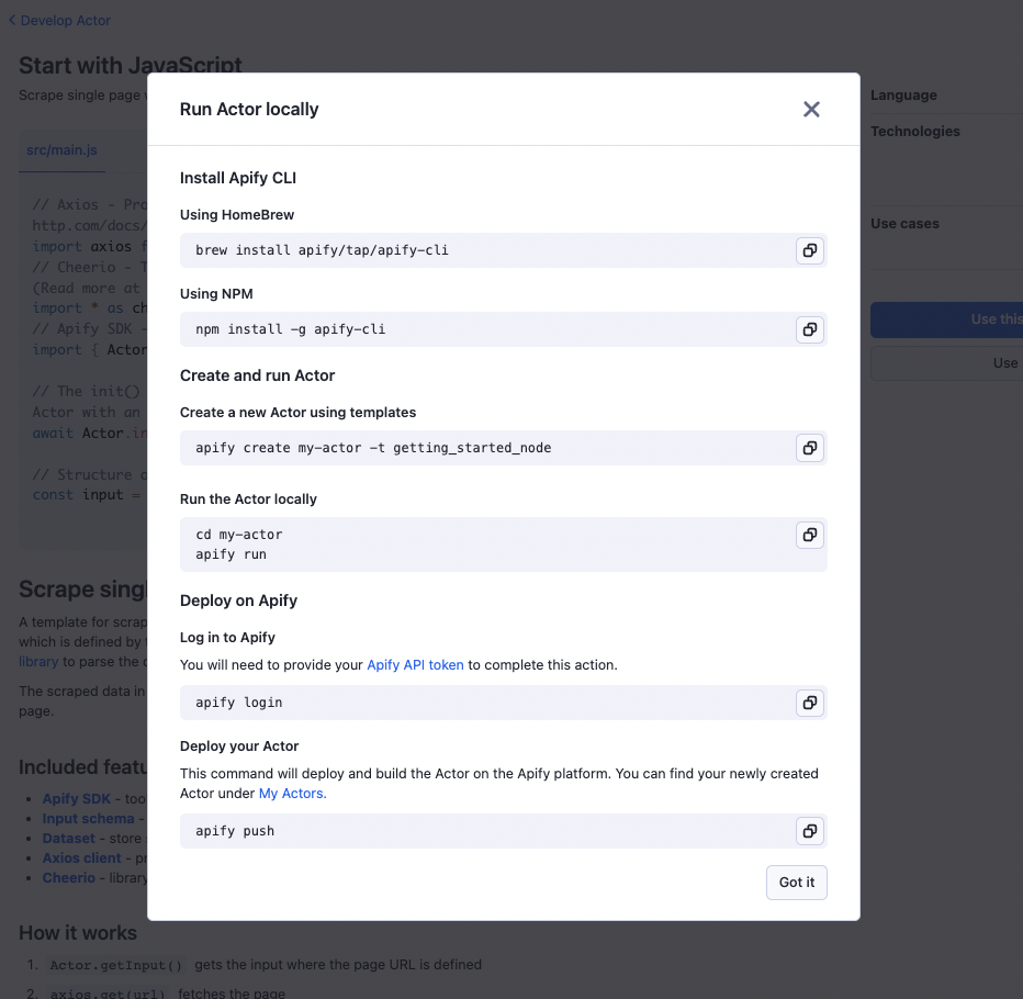 Use the template locally